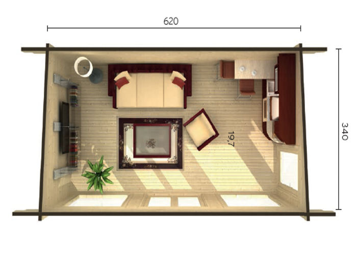 Plano 1 de casa Heidi de 20 m2.